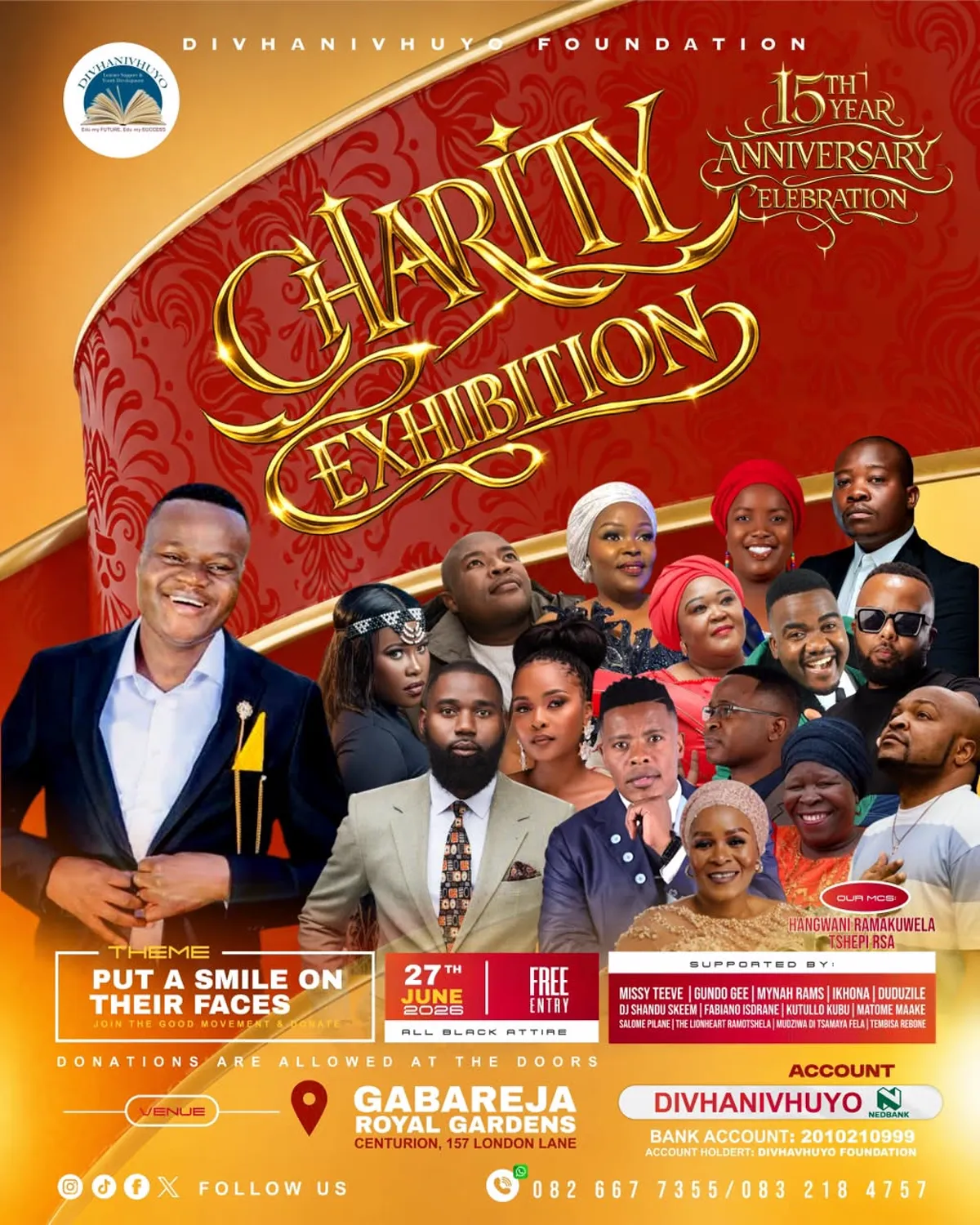 Divhanivhuyo Foundation 15th anniversary Charity Exhibition poster, hosted at Gabareja Royal Gardens
